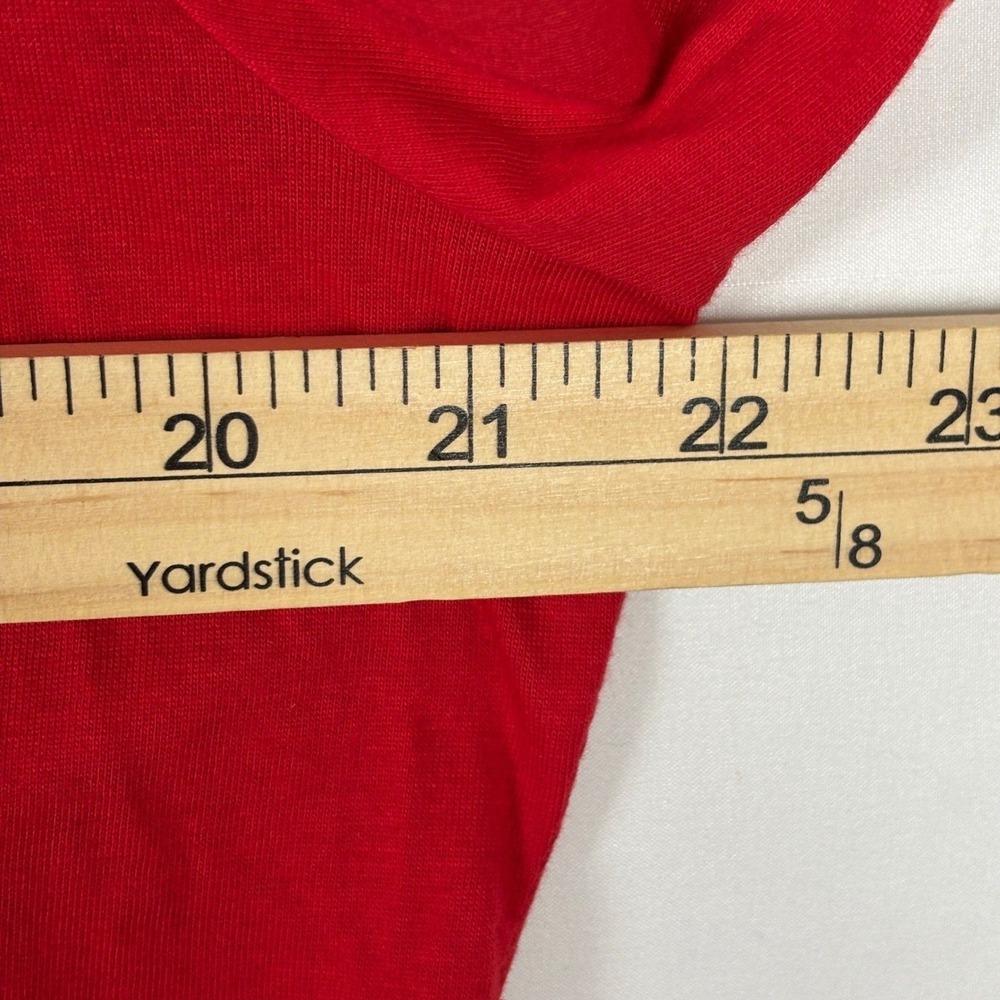 Michael Kors Top L Red Cutout Chain Neck Short Sleeve Chic Minimalist Festive - Picture 6 of 11